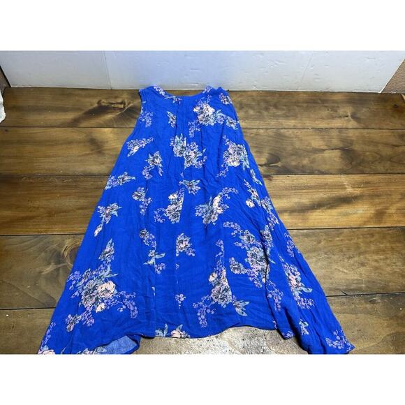 FREE PEOPLE Floral Sleeveless Mini Swing Blue Keyhole Dress Size XS - Picture 10 of 10